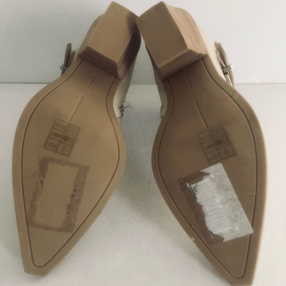 Dolce Vita Leather Cowgirl Ankle Boots Buckle Detail Stacked Heel Size 6.5 NEW - Picture 9 of 9